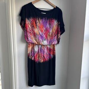 New York & Company Abstract Print Dress with Dolman Sleeves